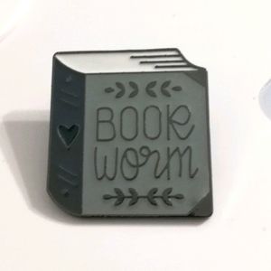 Bookworm Enamel Pin Metal Badge Book Lover Reading
